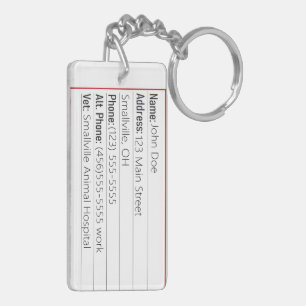 Pet home alone emergency card keychain