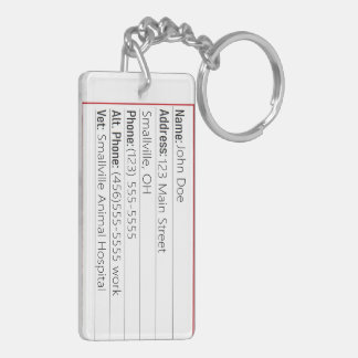 Pet home alone emergency card keychain