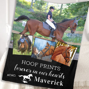 Pet Horse Memorial Personalised 4 Photo Collage Fleece Blanket