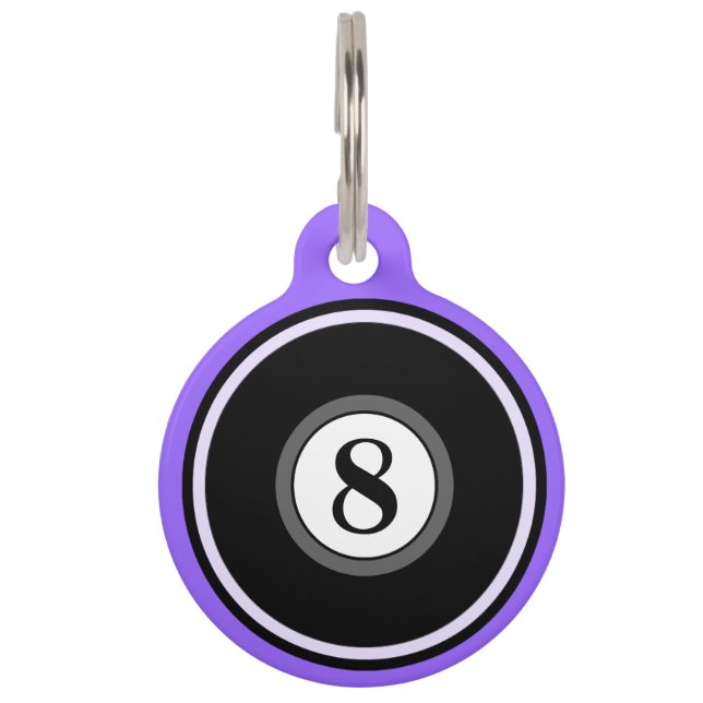 Pet ID Tag - 8 Ball - Light Purple & Black (Front)