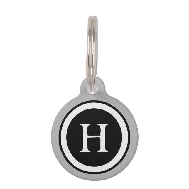 Pet ID Tag - C - Grey & Black Monogram (Front)
