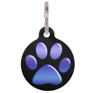 Pet ID Tag - Candy Blues Paw Print