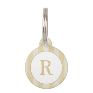 Pet ID Tag - Gold Stripes with Monogram