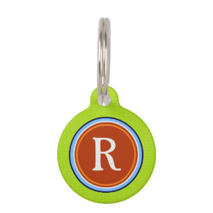 Pet ID Tag - Green Blue & Red with Monogram