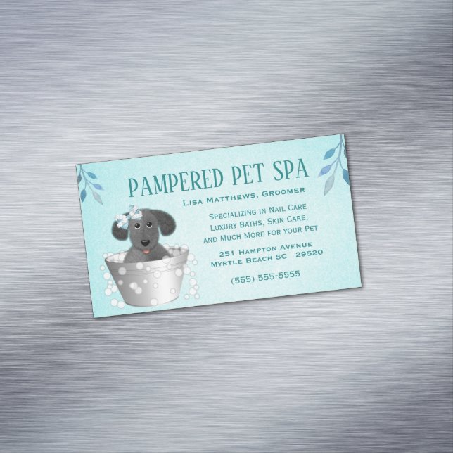 Pet In Wash Pail Groomer  Magnetic Business Card (In Situ)