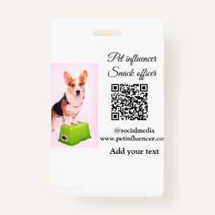 Pet influencer add pet photo name social media  ID badge