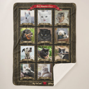 Pet Keepsake, Vintage 12 Photo / Months - Large Sherpa Blanket