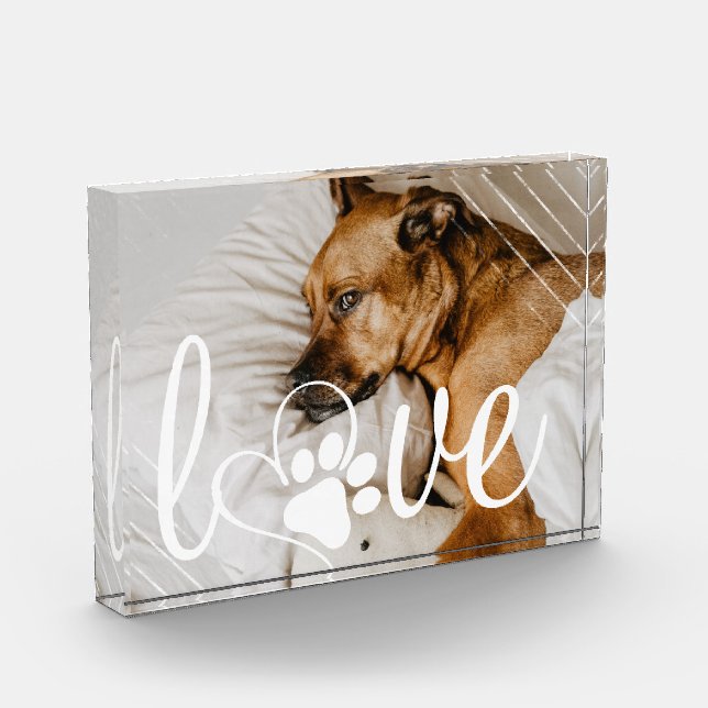 Pet Life Love | Paw Print Heart Script Quote Photo (Left)