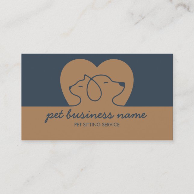 Pet Logo Dog Cat Heart vet Business Card (Front)