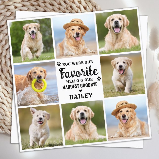 Pet Loss Custom 8 Photo Dog Memorial Sympathy  Thank You Card (Creator Uploaded)