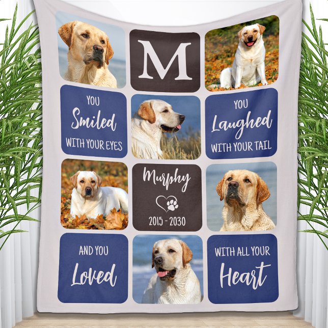 Pet Loss Dog Memorial Custom Stylish Modern Photo Fleece Blanket (Creator Uploaded)