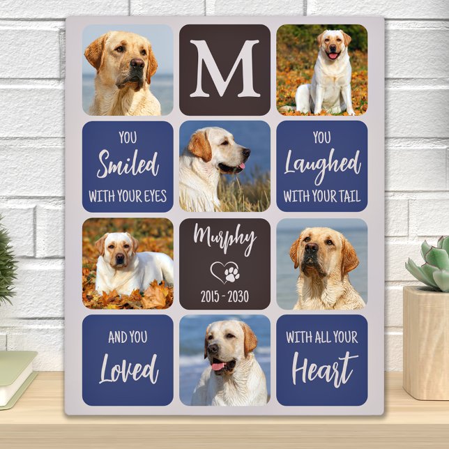 Pet Loss Dog Memorial Custom Stylish Modern Photo  Plaque (Creator Uploaded)