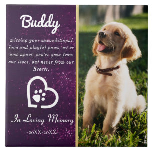Pet Loss Memorial Dog Cat Sympathy Ceramic Tile