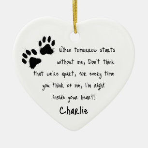 Pet Loss Memorial Plaque Personalised Paw Print Ceramic Ornament
