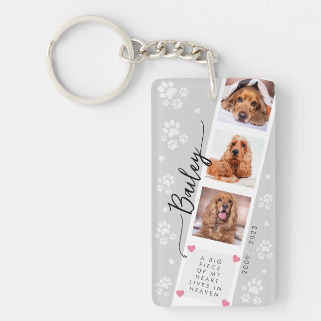 Pet Loss Personalised Photo Collage Dog Memorial Key Ring (Front)