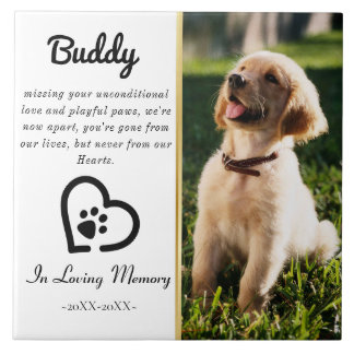 Pet Loss Photo Memorial In loving Memory Dog Ceramic Tile