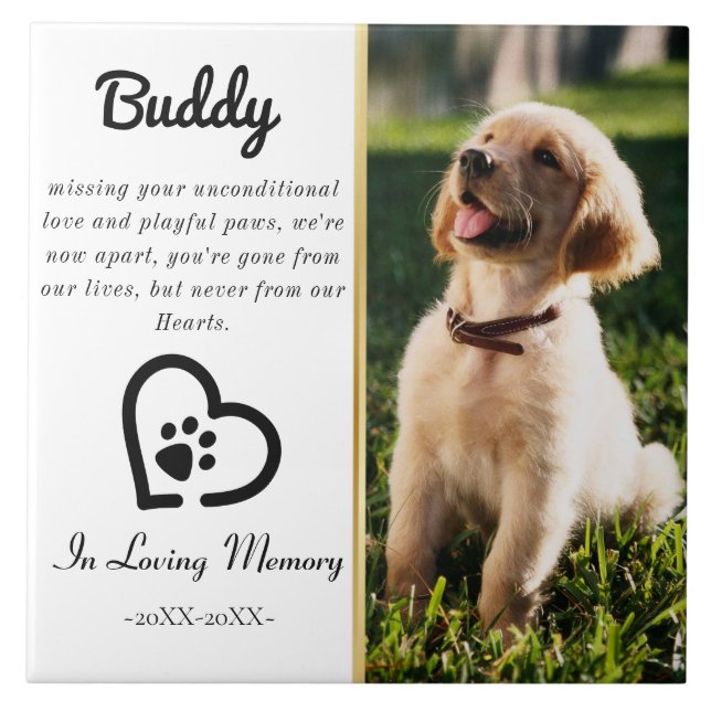 Pet Loss Photo Memorial In loving Memory Dog Ceramic Tile (Front)
