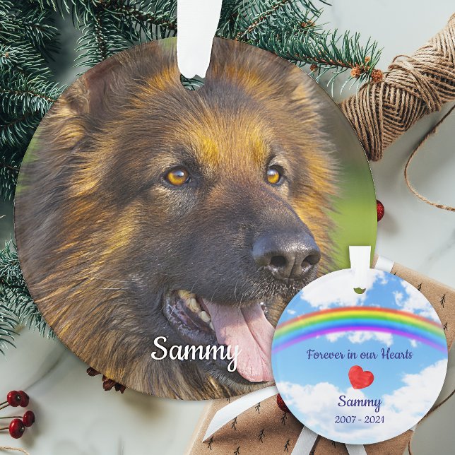 Pet Loss Rainbow Bridge Pet Dog Memorial Photo Ornament (Creator Uploaded)
