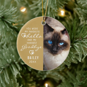 Pet Loss Sympathy Cat Memorial Photo Keepsake Ceramic Ornament