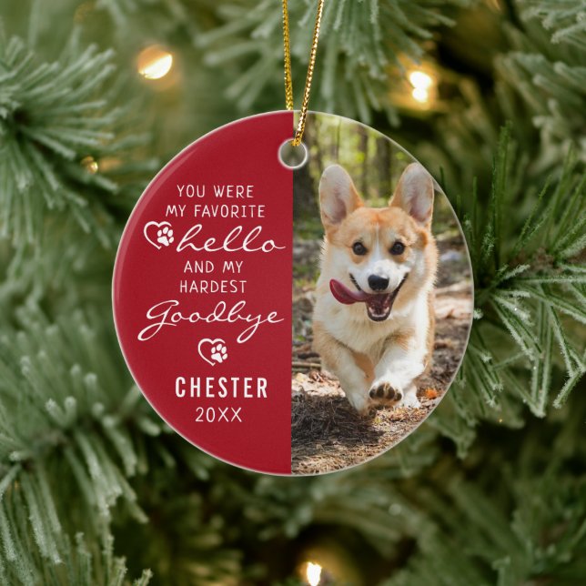 Pet Loss Sympathy Dog Memorial Photo Keepsake Cera Ceramic Ornament (Tree)
