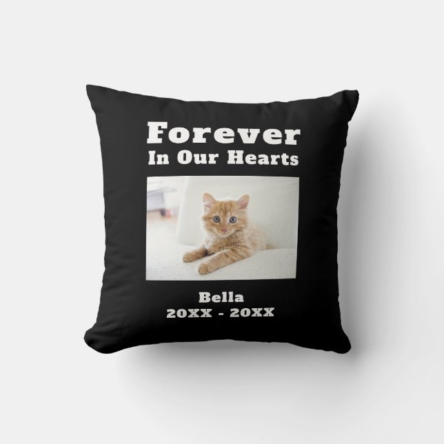 Pet Loss Sympathy Memorial Forever In Our Hearts Cushion (Front)