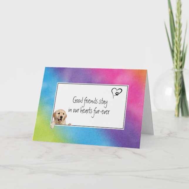 Pet Loss Sympathy Rainbow Retriever Card (Front)