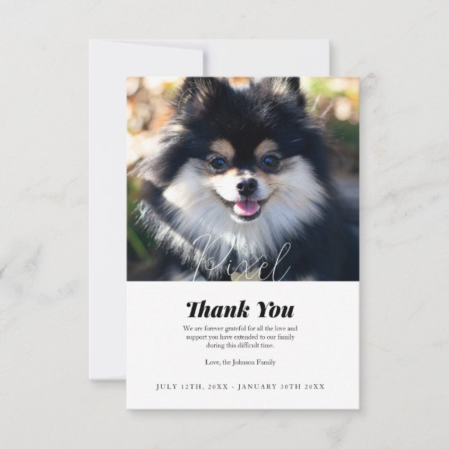 Pet Loss Thank You Sympathy Card (Front)