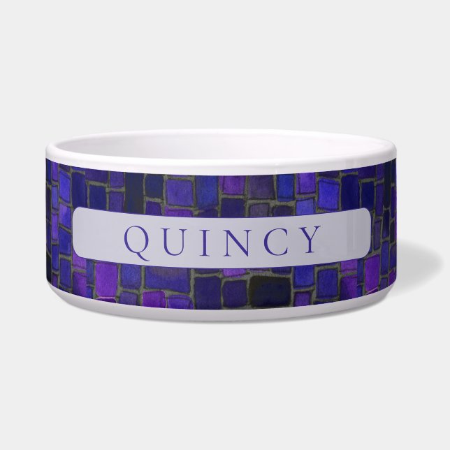 PET LOVE Ceramic Pet Bowl / Violet Mosaic (Front)
