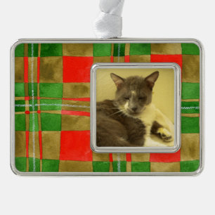 PET LOVE Framed Horiz Ornament / MacGregor Plaid