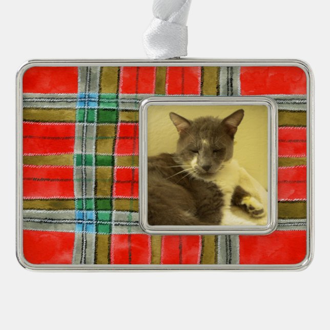 PET LOVE Framed Horizontal Ornament / MacBainPlaid (Front)