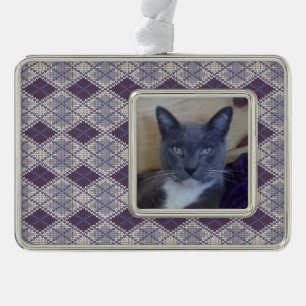PET LOVE Framed Horizontal Ornament / Plum Knit