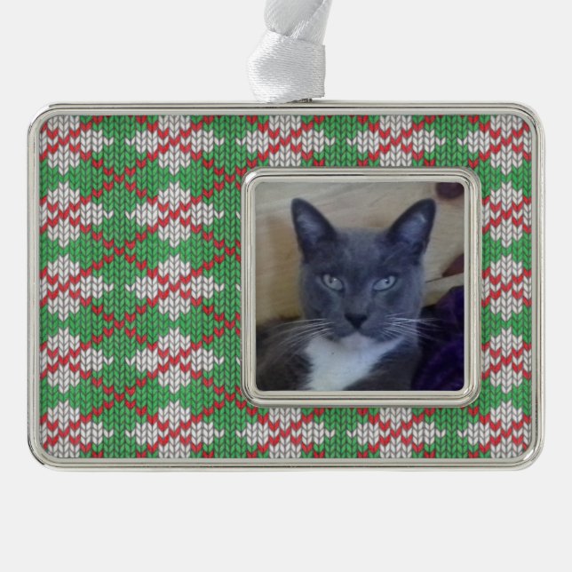 PET LOVE Framed Horizontal Ornament / Xmas Knit (Front)