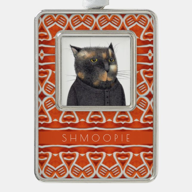 PET LOVE Framed Ornament + Text / Gingerbread (Front)