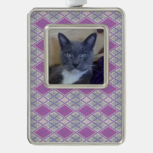 PET LOVE Framed Vert Ornament / Lilac Argyle Knit