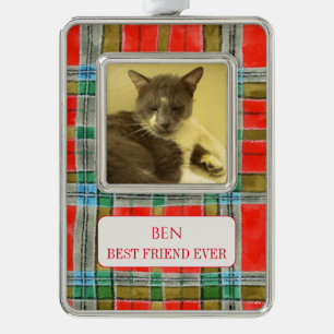 PET LOVE Framed Vert Ornament + Text MacBainPlaid