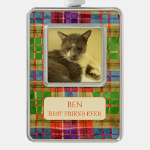 PET LOVE Framed Vert Ornament + Text / MacRaePlaid