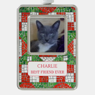 PET LOVE Framed Vert Ornament + Text / Mosaic