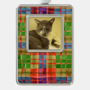 PET LOVE Framed Vertical Ornament / Mac Rae Plaid