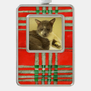 PET LOVE Framed Vertical Ornament / RedScott Plaid