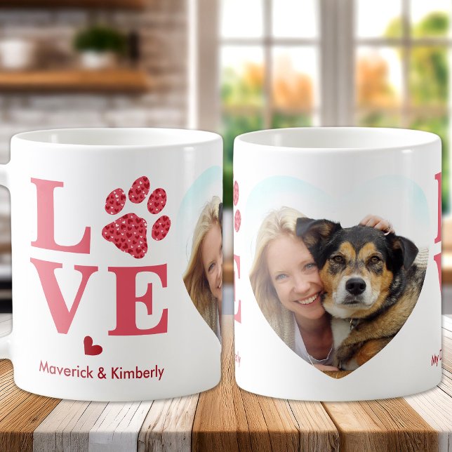 Pet LOVE Heart Photo Custom Dog Lover Valentine  Coffee Mug (Creator Uploaded)