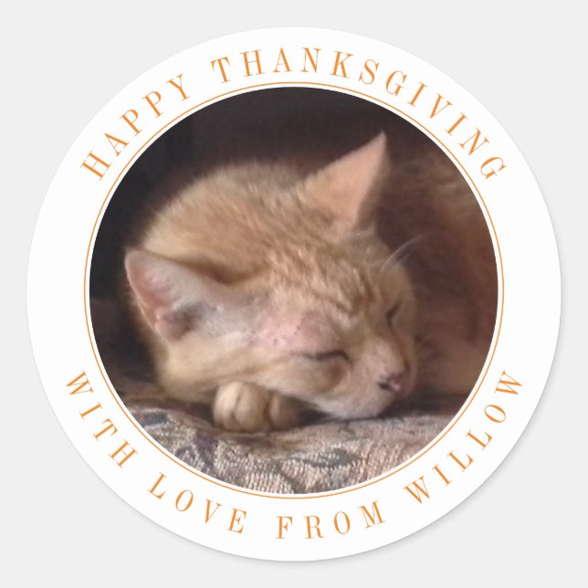 PET LOVE Large Round Thanksgiving Stickers (Front)