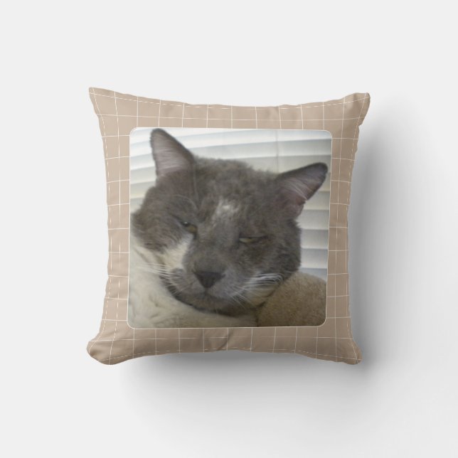 PET LOVE Pet Photo Throw Pillow / Beige (Front)