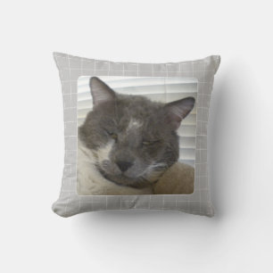 PET LOVE Pet Photo Throw Pillow / Grey