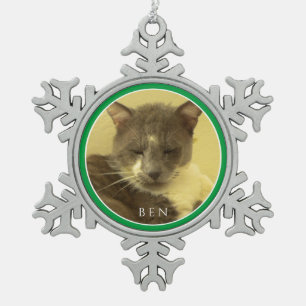 PET LOVE Pewter Snowflake Ornament / Green