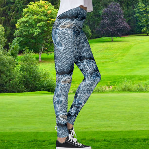 Pet Lover Cat Mum Modern Crazy Blue Denim Jeans  Leggings