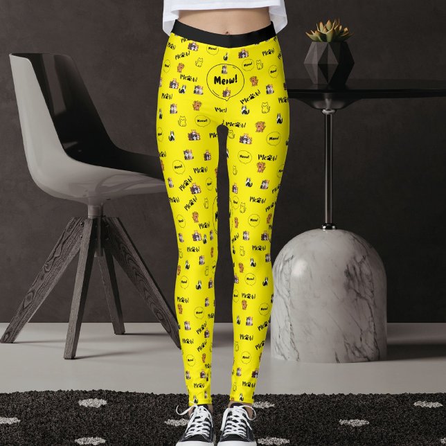 Pet Lover Colourful Kitty Feline Meow Cat Pattern Leggings (Creator Uploaded)
