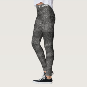 Pet Lover Faux Denim Black Jeans Texture Pattern Leggings