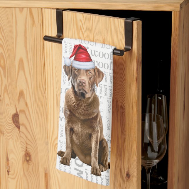 Pet Lover Holiday Chesapeake Retriever Christmas Tea Towel (Thirds Fold)