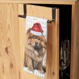 Pet Lover Holiday Chow Chow Dog Christmas Tea Towel