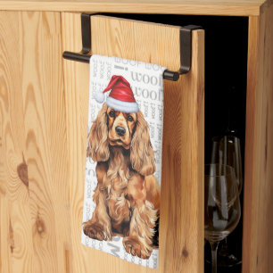 Pet Lover Holiday Cocker Spaniel Dog Christmas Tea Towel